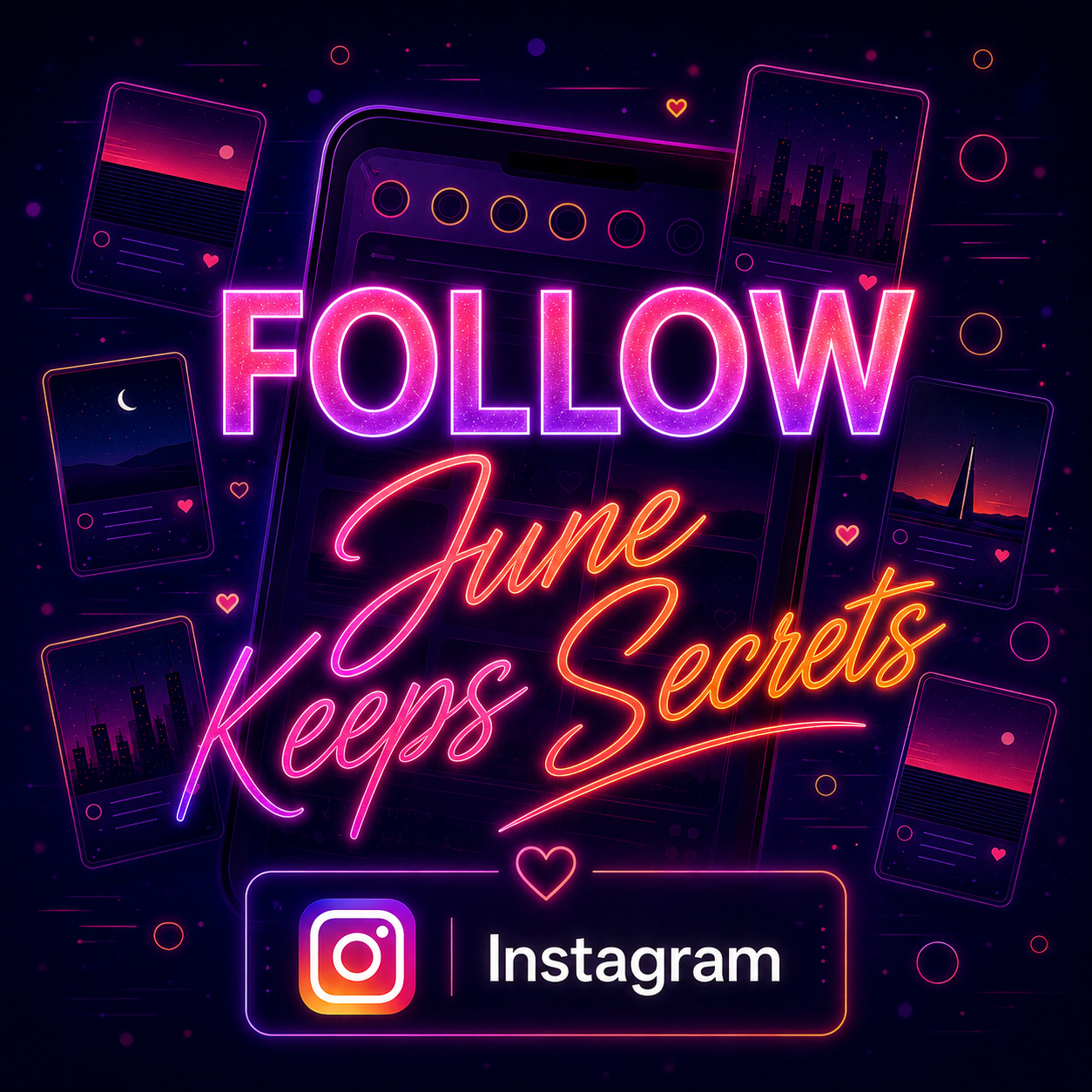 June Keeps Secrets Instagram follow card